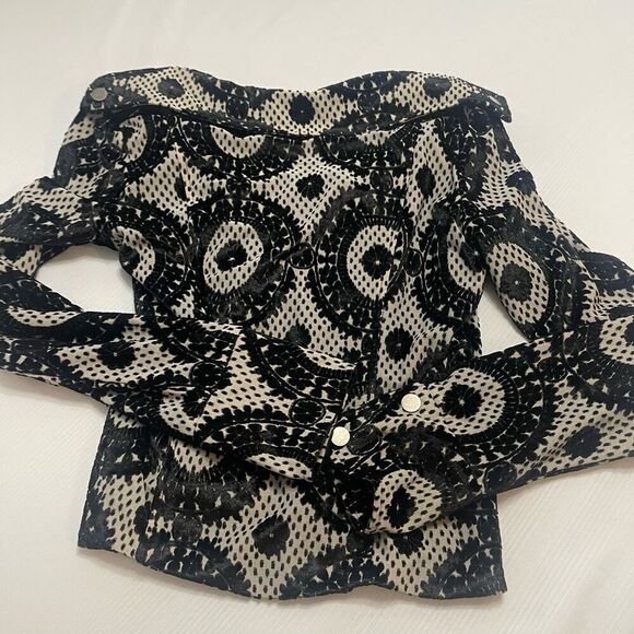 S.Y.L.K. Velvet Baroque By Zoe Karssen Black Jacket Size Small - Picture 8 of 9